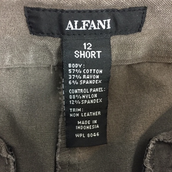 Alfani Pants Womens 12 Short Brown with Faux Leather Pockets Stretchy - Picture 5 of 10